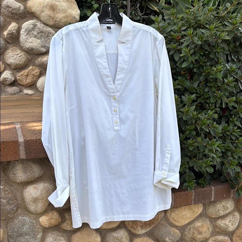 White Casual Blouse with Roll-Up Sleeves